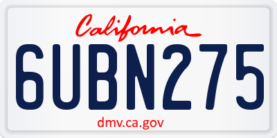 CA license plate 6UBN275