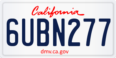 CA license plate 6UBN277