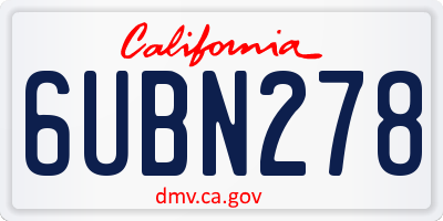 CA license plate 6UBN278