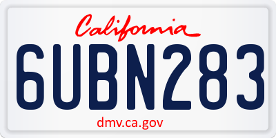 CA license plate 6UBN283