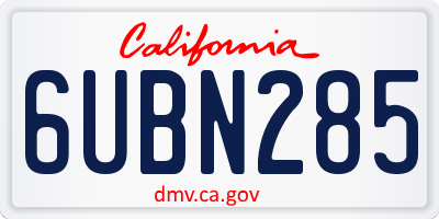 CA license plate 6UBN285