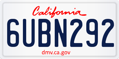 CA license plate 6UBN292