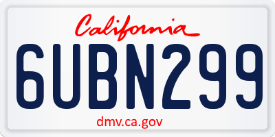 CA license plate 6UBN299