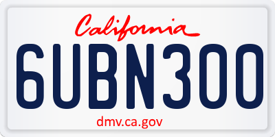 CA license plate 6UBN300