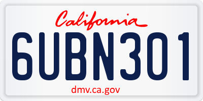 CA license plate 6UBN301