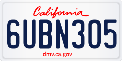 CA license plate 6UBN305