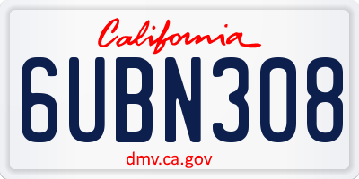 CA license plate 6UBN308