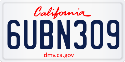 CA license plate 6UBN309