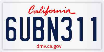 CA license plate 6UBN311