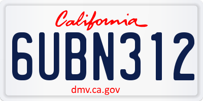 CA license plate 6UBN312