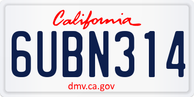 CA license plate 6UBN314