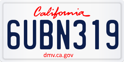 CA license plate 6UBN319