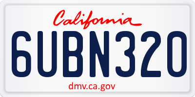 CA license plate 6UBN320