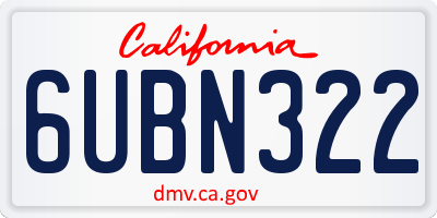CA license plate 6UBN322