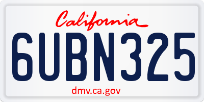 CA license plate 6UBN325
