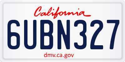 CA license plate 6UBN327