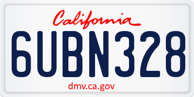 CA license plate 6UBN328