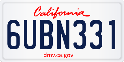 CA license plate 6UBN331