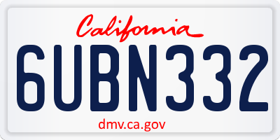CA license plate 6UBN332