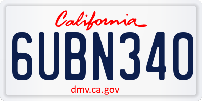 CA license plate 6UBN340