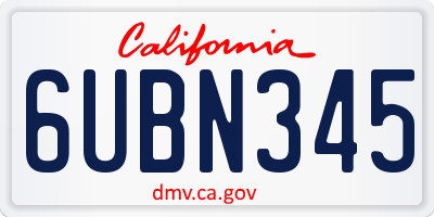 CA license plate 6UBN345