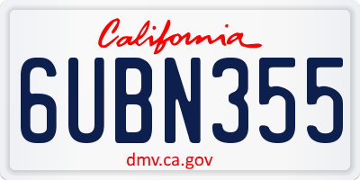 CA license plate 6UBN355