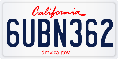 CA license plate 6UBN362