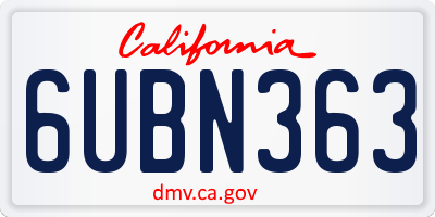 CA license plate 6UBN363
