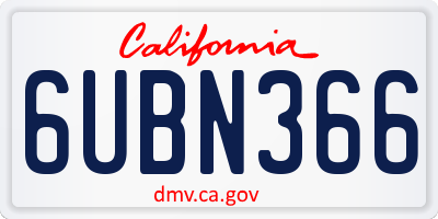 CA license plate 6UBN366