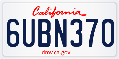 CA license plate 6UBN370