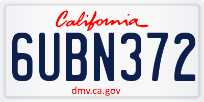 CA license plate 6UBN372