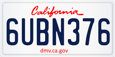 CA license plate 6UBN376