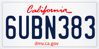 CA license plate 6UBN383