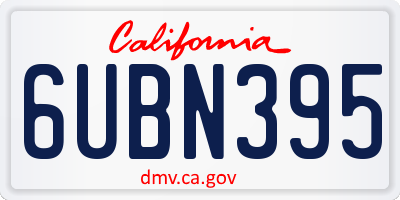 CA license plate 6UBN395
