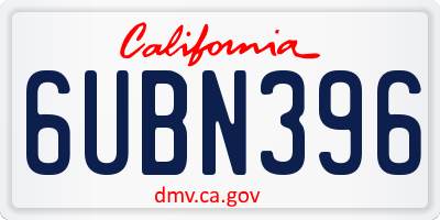 CA license plate 6UBN396