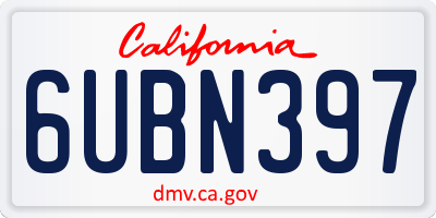 CA license plate 6UBN397