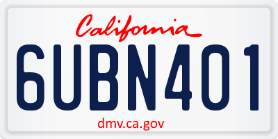 CA license plate 6UBN401