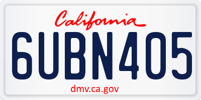 CA license plate 6UBN405