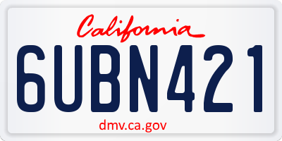 CA license plate 6UBN421
