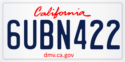 CA license plate 6UBN422
