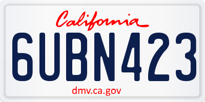 CA license plate 6UBN423