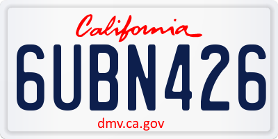 CA license plate 6UBN426