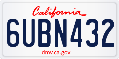 CA license plate 6UBN432
