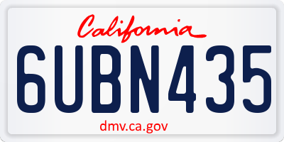 CA license plate 6UBN435