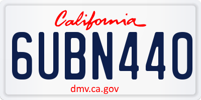CA license plate 6UBN440