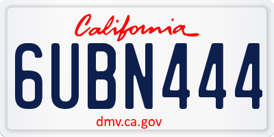 CA license plate 6UBN444