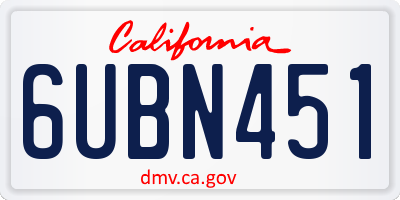 CA license plate 6UBN451