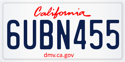 CA license plate 6UBN455
