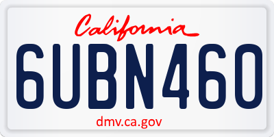 CA license plate 6UBN460