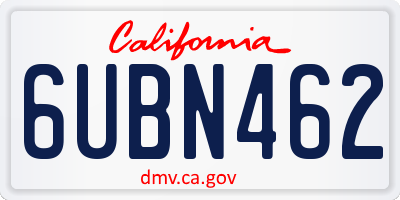 CA license plate 6UBN462
